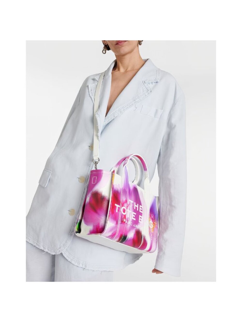 Marc Jacobs Future Floral Small Leather Tote Bag White Multi - Picture 7 of 16